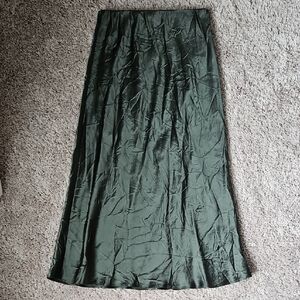 Babaton Green Satin Midi Skirt